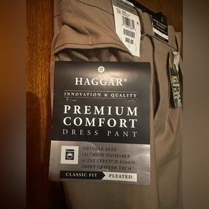 Haggar Men’s Dress Pants - 34w x 36l. Tan color, never worn. New with tags.